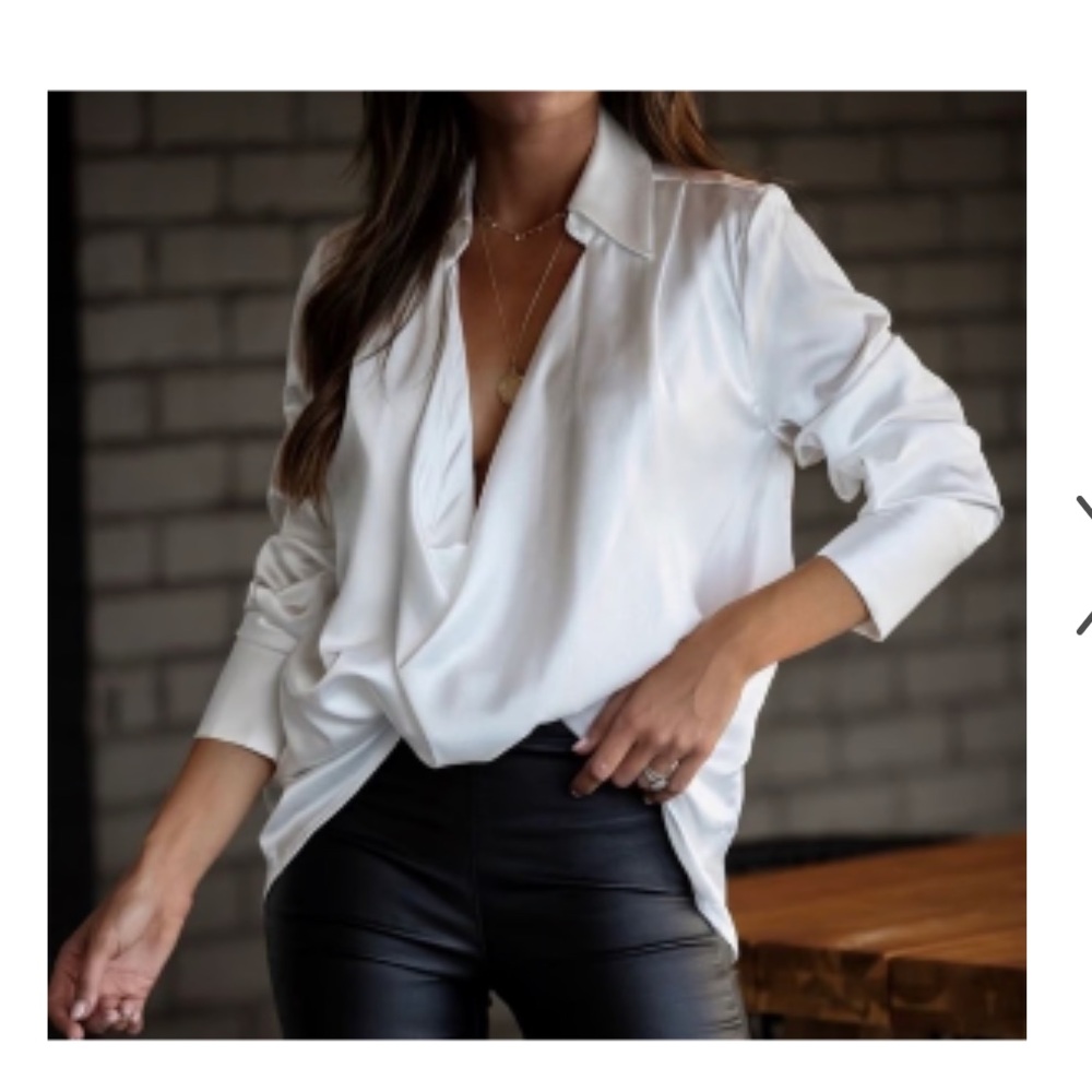 Vici Olia draped low cut white satiny